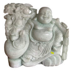 Tượng Thạch Sanh Phật Di Lạc ngồi gốc Đào